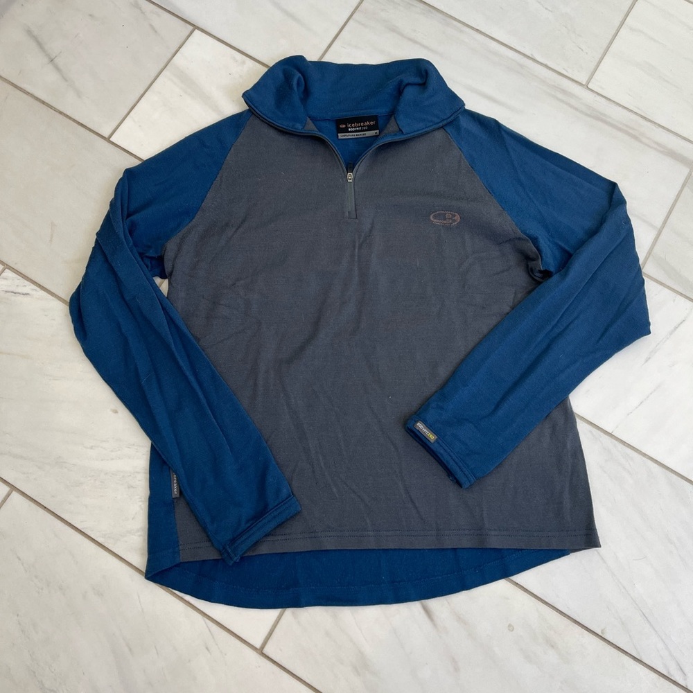 Icebreaker bodyfit quarter zip men’s merino size medium, blue